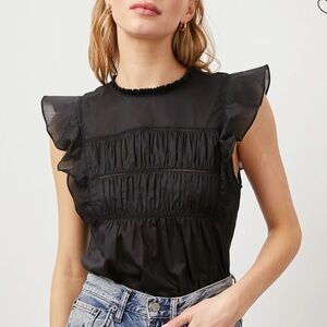 Rails Filomena True Black Ruffle Top Minimalist Cottagecore Capsule